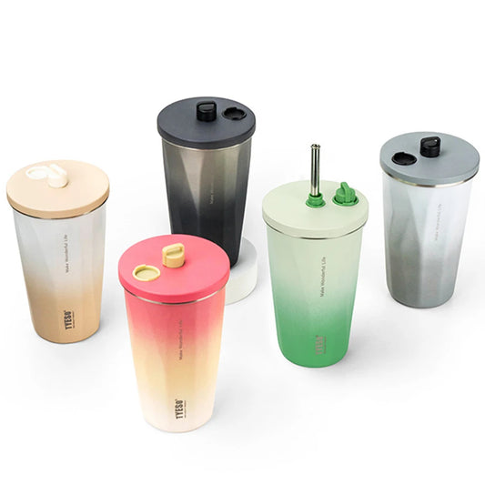 Double Shade Diamond Cut Tumbler With Straw