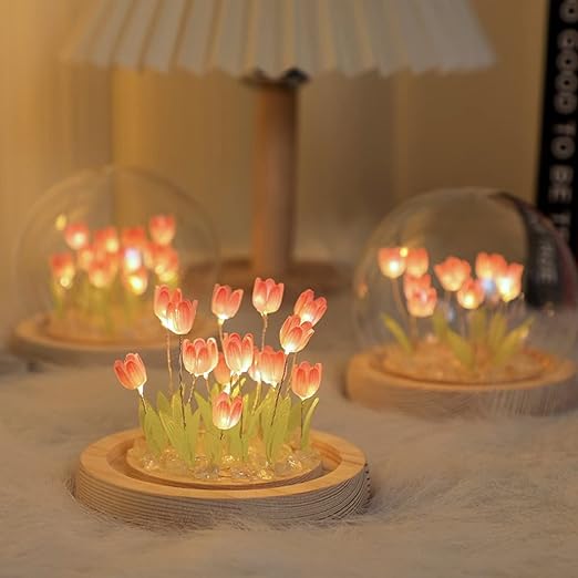 Tulip Night Lamp (rechargable, assembled, thick glass)