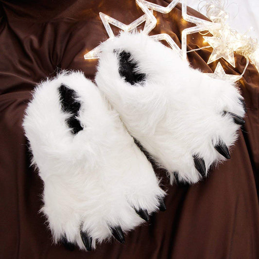 Animal Slippers Plush Lining Non-Slip Winter House Slippers for Couples Christmas Gift (Universal Size)