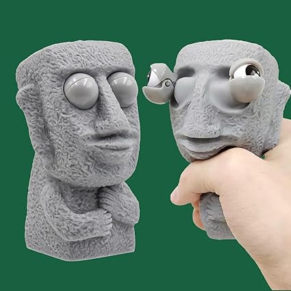 Funny Facial Expressions Squishy Antistress Toys Moai Statue Squeeze Eyes Poppit