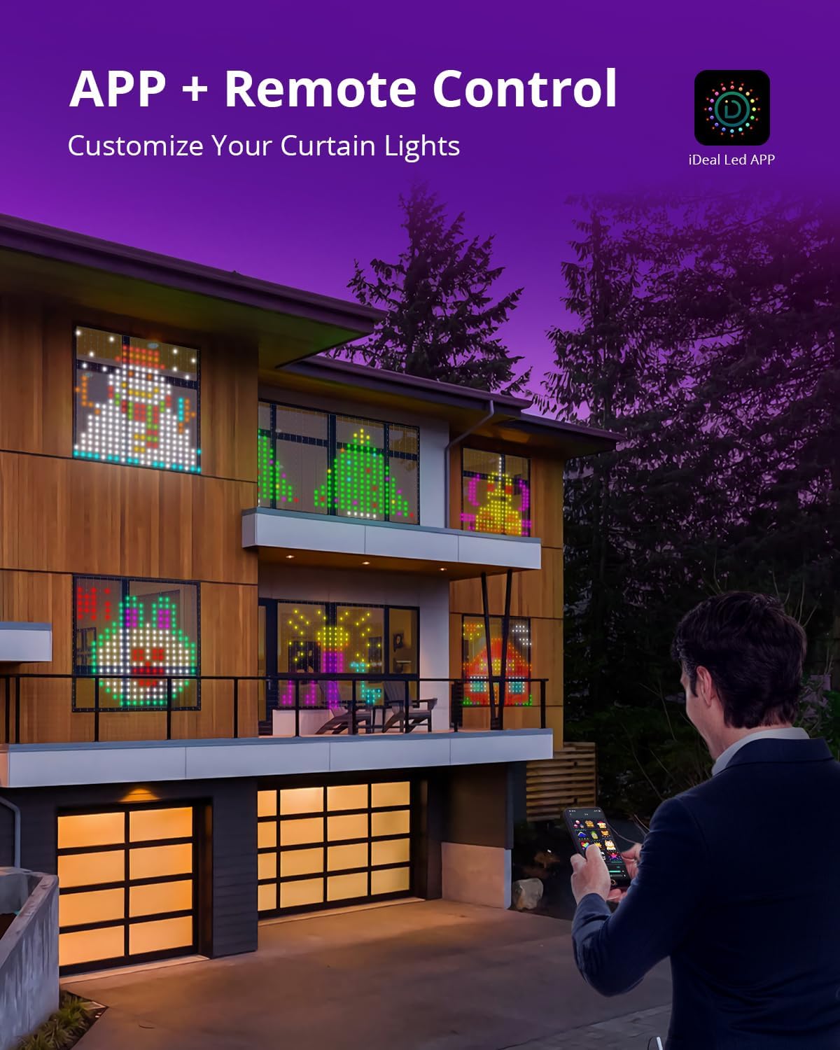 Strings Smart 400 Led Curtain Light Bluetooth App Music Sync DIY Customize Pattern and Text RGB Colourful