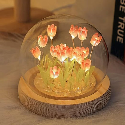 Tulip Night Lamp (rechargable, assembled, thick glass)