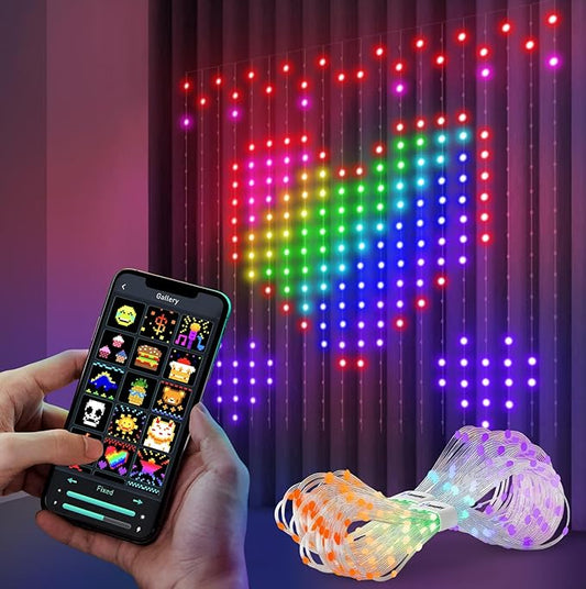 Strings Smart 400 Led Curtain Light Bluetooth App Music Sync DIY Customize Pattern and Text RGB Colourful