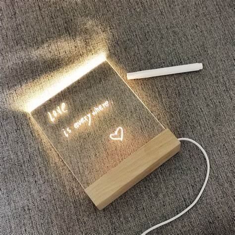 Luminous Acrylic Writing DIY Board with 12Pen LED Night Light Message Board ( Small )
