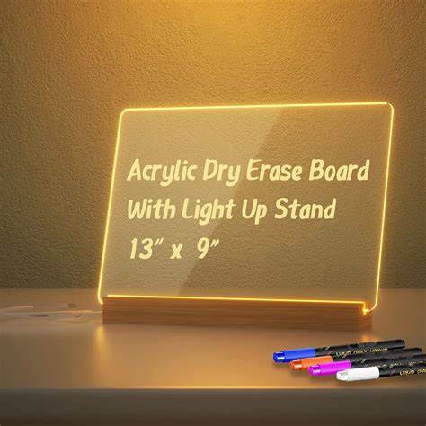 Luminous Acrylic Writing DIY Board with 12Pen LED Night Light Message Board (Large)