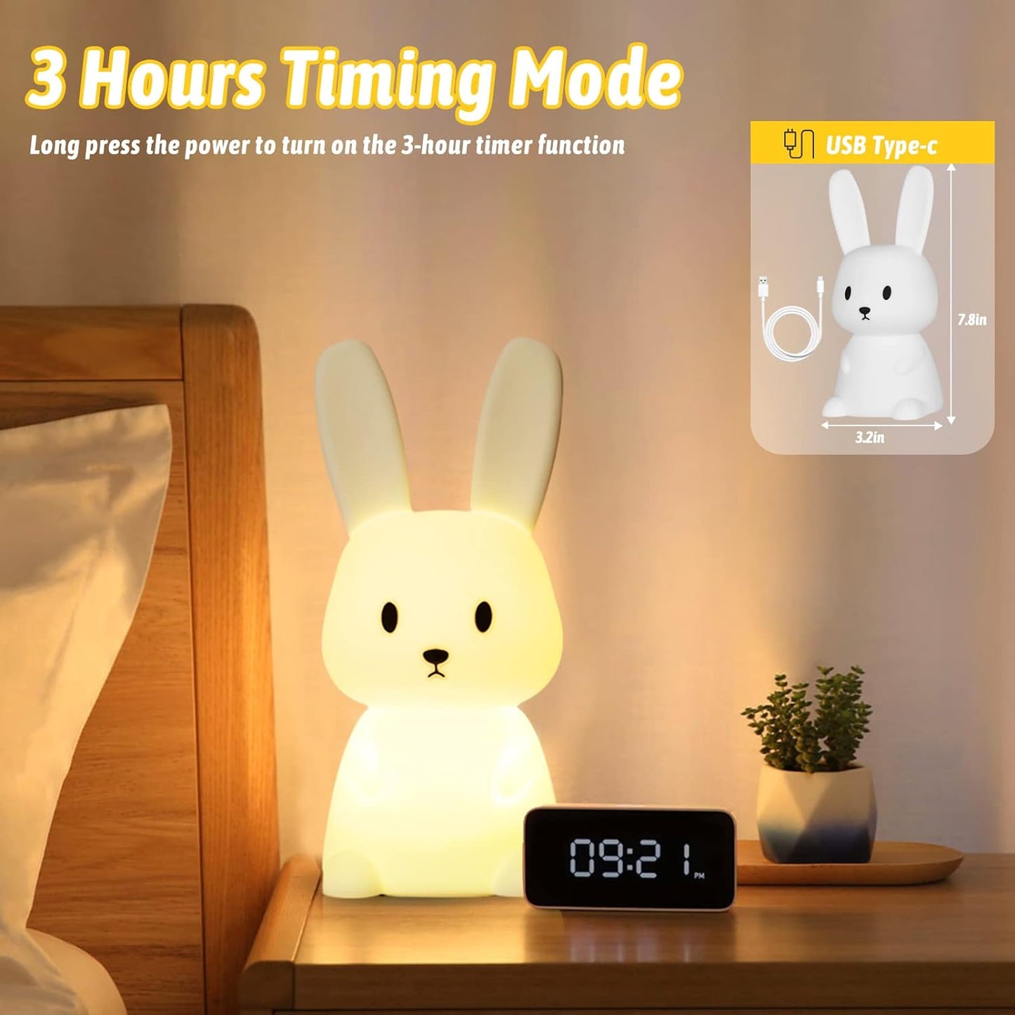 Cute Bunny Lamp-USB Rechargeable LED light