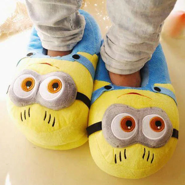 Minions Slippers Plush Lining Non Slip Winter House Slippers (Universal Size)